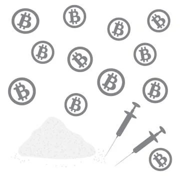 Picture about transactions in bitcoin: bitcoins and drugs Stock Illustration
