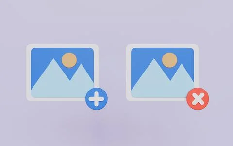 Picture with add button, Add image in gallery, Picture or photo icon Stock Illustration