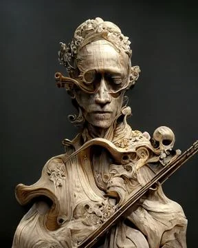 Picture of baroque statue of man with violin Stock Illustration
