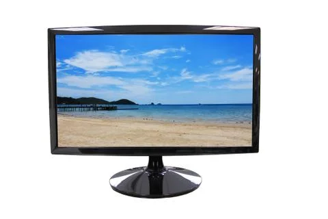 Picture beach in the computer screen. Stockfoto's