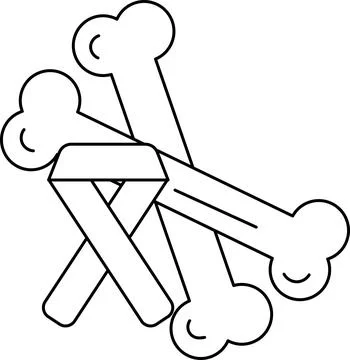 A picture of a bone with a ribbon on top of it Stock Illustration