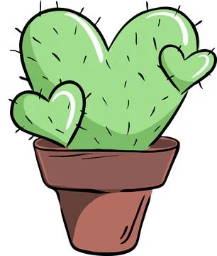 Picture of a cactus in the shape of a heart Stock Illustration