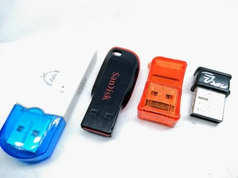 A picture of computer gadgets on a white background Stockfoto's