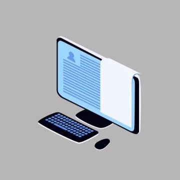 Picture of a computer on a gray background. Vector illustration. Stock Illustration