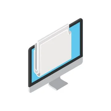 Picture of a computer on a gray background. Vector illustration. Stock Illustration