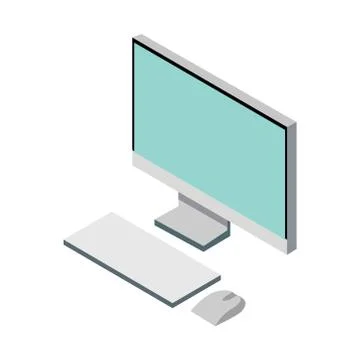 Picture of a computer on a white background. Vector illustration Illustrazione stock