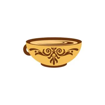 Picture of a cup with a pattern for tea, coffee. Isolated logo Stock Illustration
