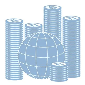 Picture describing the possibilities of using bitcoin as a means of payment i Stock Illustration