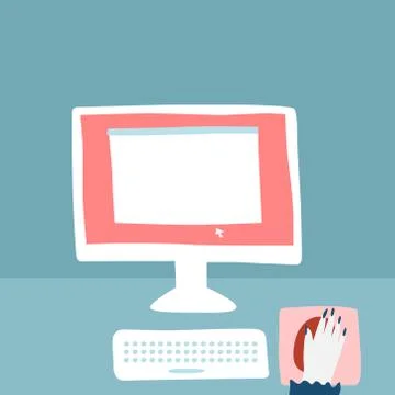 Picture of a desktop computer. Vector illustration. Stock Illustration