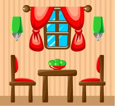 Picture dining room with design elements. Stock Illustration