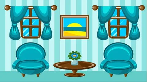 Picture dining room with design elements. Stock Illustration