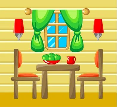 .picture dining room with design elements Stock Illustration