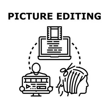 Picture editing concept illustration demonstrating creative content productio イラスト素材
