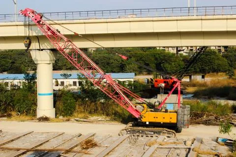 A picture of Excavators with selective focus Stock Photos