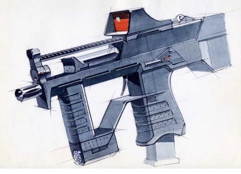 Picture of an exclusive automatic weapon submachine gun for melee. イラスト素材