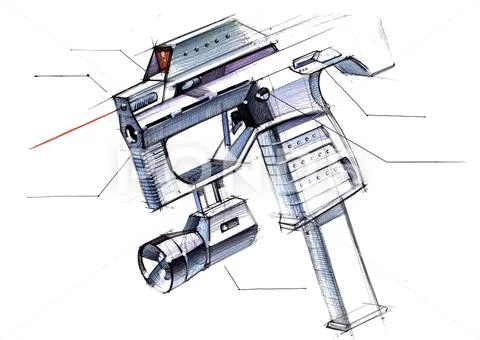 Picture of an exclusive automatic weapon submachine gun for melee. Stock Illustration