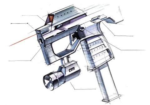 Picture of an exclusive automatic weapon submachine gun for melee. イラスト素材