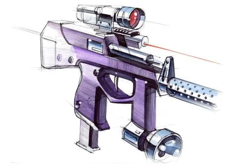 Picture of an exclusive automatic weapon submachine gun for melee. イラスト素材
