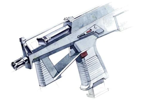 Picture of an exclusive automatic weapon submachine gun for melee. イラスト素材