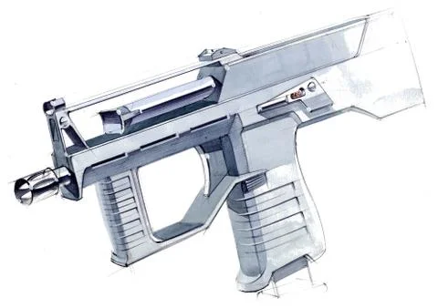 Picture of an exclusive automatic weapon submachine gun for melee. Stock Illustration