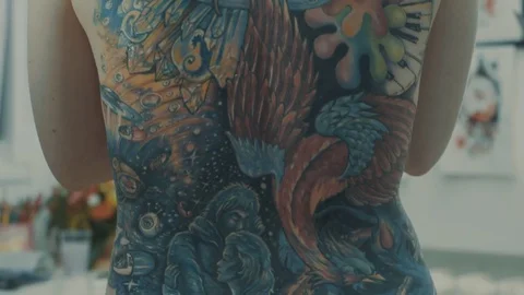 Picture of the finished tattoo Stock Footage 73219360