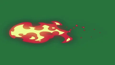 A picture of fire on green background and an image fireball red yellow fish Stockbeeldmateriaal 335681390