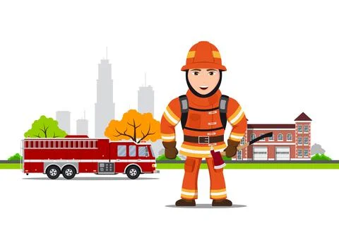 Picture of a firefighter Stock Illustration