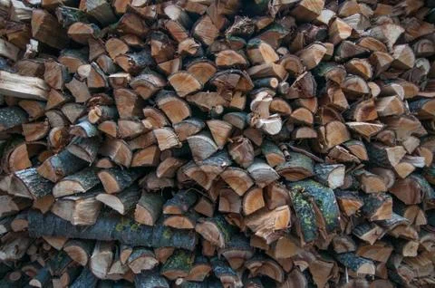 Picture of the firewood stack texture close up. Background of the firewood .. Foto stock