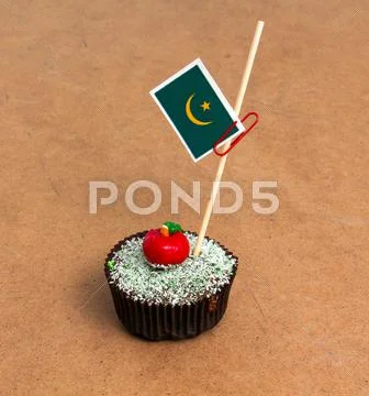 Picture of flag of mauritania on a cupcake Stock Photos