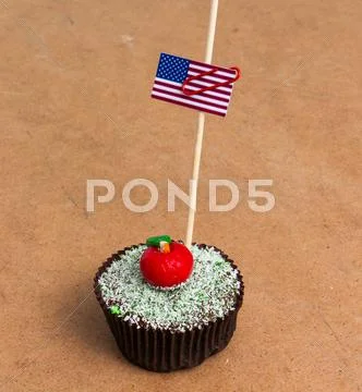 Picture of flag of USA on a cupcake Stock Photos