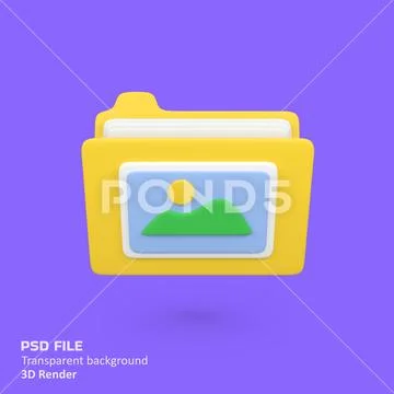 Picture folder isolated 3d render icon illustration PSD Template