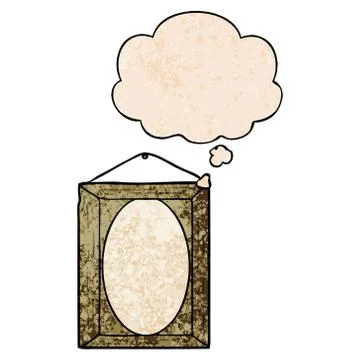 Picture frame and thought bubble in grunge texture pattern style 스톡 일러스트