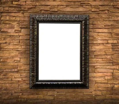 Picture frame on brick Stock Photos