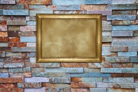 Picture frame on a brick wall Stock Photos