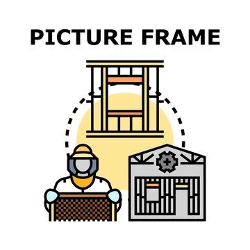 Picture frame constructing manufacturing and honey harvesting concept Stock Illustration
