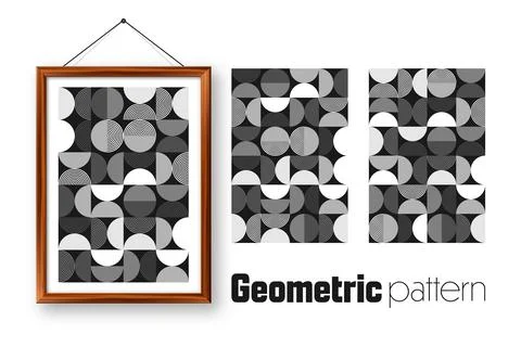 Picture frame with geometric trendy pattern, Bauhaus style. Modern background Stockillustratie