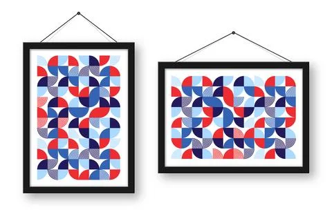 Picture frame with geometric trendy pattern, Bauhaus style. Modern background Illustrazione stock