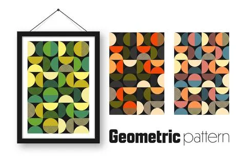 Picture frame with geometric trendy pattern, Bauhaus style. Modern background Stock Illustration