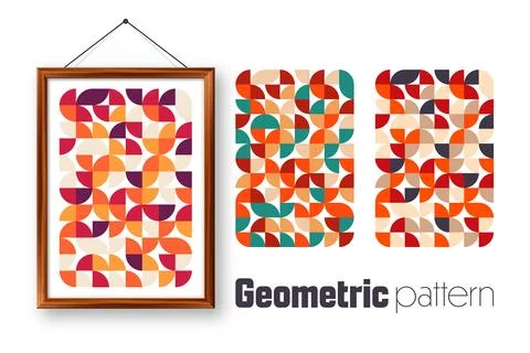 Picture frame with geometric trendy pattern, Bauhaus style. Modern background Stock Illustration