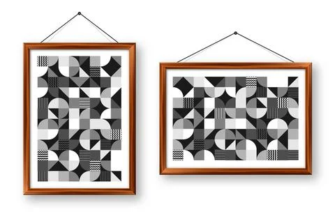 Picture frame with geometric trendy pattern, Bauhaus style. Modern background Stockillustratie