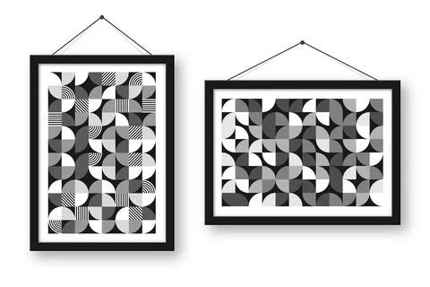 Picture frame with geometric trendy pattern, Bauhaus style. Modern background Stock Illustration