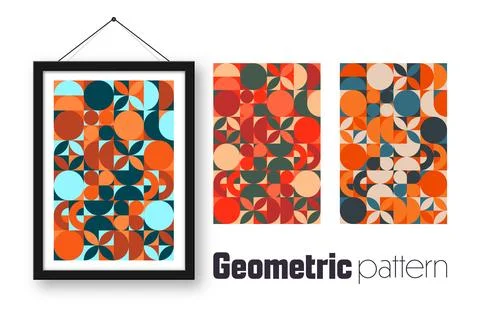 Picture frame with geometric trendy pattern, Bauhaus style. Modern background Stock Illustration