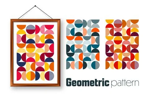 Picture frame with geometric trendy pattern, Bauhaus style. Modern background Illustrazione stock