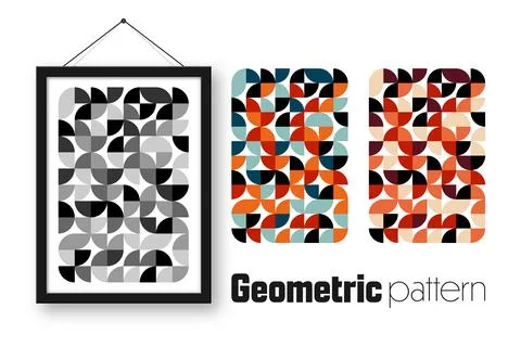 Picture frame with geometric trendy pattern, Bauhaus style. Modern background Illustrazione stock