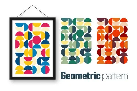Picture frame with geometric trendy pattern, Bauhaus style. Modern background Illustrazione stock