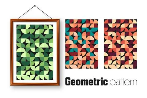 Picture frame with geometric trendy pattern, Bauhaus style. Modern background Illustrazione stock