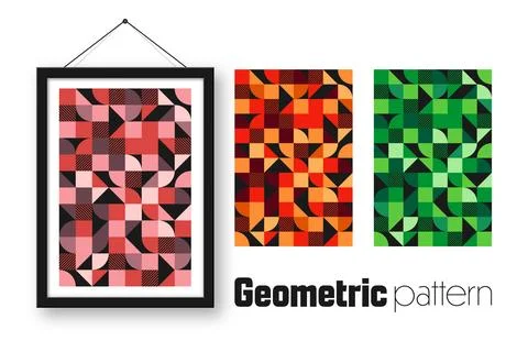 Picture frame with geometric trendy pattern, Bauhaus style. Modern background Illustrazione stock