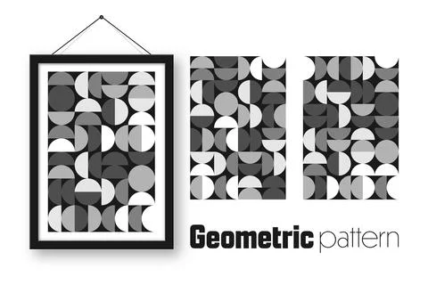 Picture frame with geometric trendy pattern, Bauhaus style. Modern background Illustrazione stock