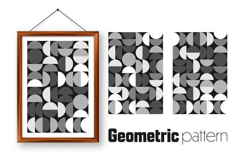 Picture frame with geometric trendy pattern, Bauhaus style. Modern background Stock Illustration
