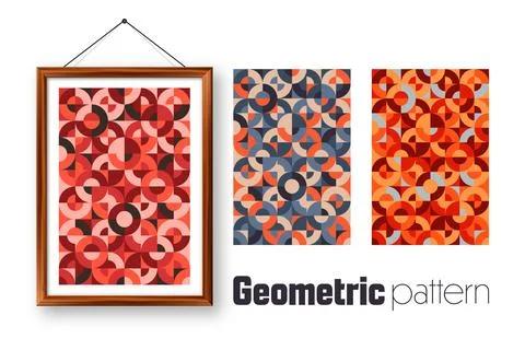 Picture frame with geometric trendy pattern, Bauhaus style. Modern background Stock Illustration